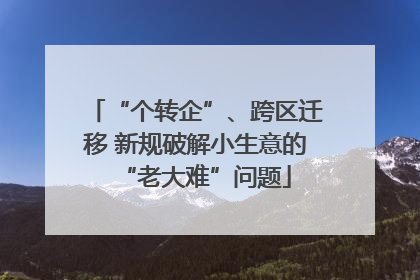 “个转企”、跨区迁移 新规破解小生意的“老大难”问题