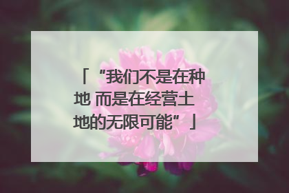 “我们不是在种地 而是在经营土地的无限可能”