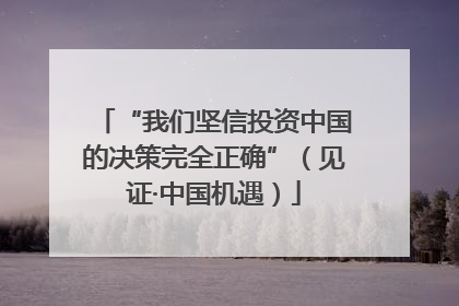 “我们坚信投资中国的决策完全正确”（见证·中国机遇）