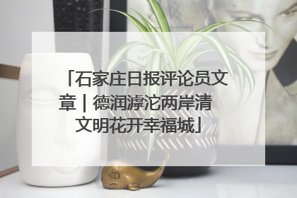 石家庄日报评论员文章｜德润滹沱两岸清 文明花开幸福城