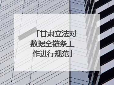 甘肃立法对数据全链条工作进行规范