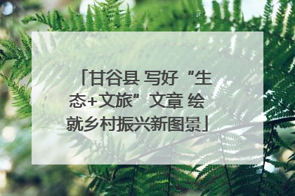 甘谷县 写好“生态+文旅”文章 绘就乡村振兴新图景