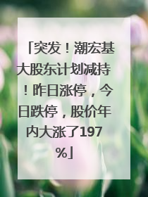 突发！潮宏基大股东计划减持！昨日涨停，今日跌停，股价年内大涨了197%
