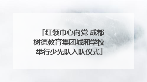 红领巾心向党 成都树德教育集团城厢学校举行少先队入队仪式