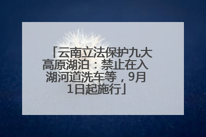 云南立法保护九大高原湖泊：禁止在入湖河道洗车等，9月1日起施行