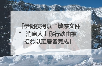 伊朗获得以“敏感文件” 消息人士称行动由被招募以定居者完成