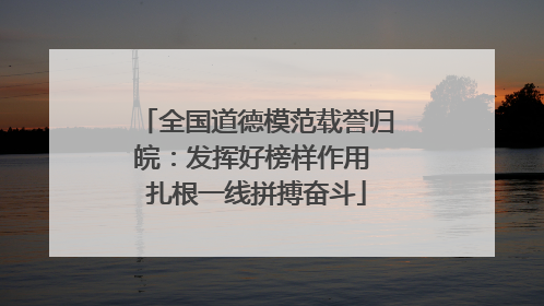 全国道德模范载誉归皖：发挥好榜样作用 扎根一线拼搏奋斗