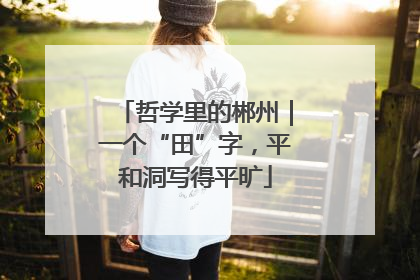 哲学里的郴州｜一个“田”字，平和洞写得平旷