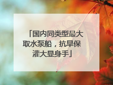 国内同类型最大取水泵船，抗旱保灌大显身手