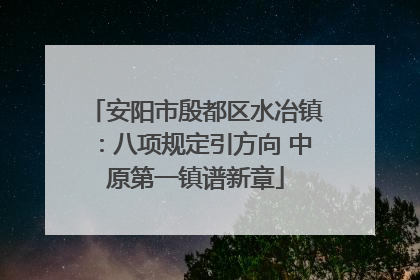 安阳市殷都区水冶镇：八项规定引方向 中原第一镇谱新章