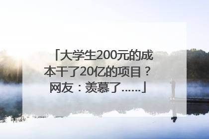 大学生200元的成本干了20亿的项目？网友：羡慕了……