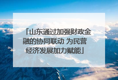 山东通过加强财政金融的协同联动 为民营经济发展加力赋能