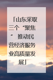 山东采取三个“聚焦” 推动民营经济服务业高质量发展