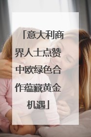 意大利商界人士点赞中欧绿色合作蕴藏黄金机遇