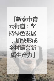新泰市青云街道：坚持绿色发展，加快形成乡村振兴新质生产力