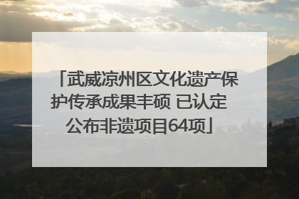 武威凉州区文化遗产保护传承成果丰硕 已认定公布非遗项目64项