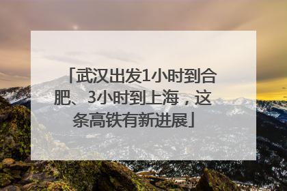 武汉出发1小时到合肥、3小时到上海，这条高铁有新进展