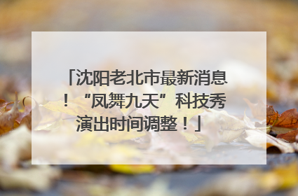 沈阳老北市最新消息！“凤舞九天”科技秀演出时间调整！