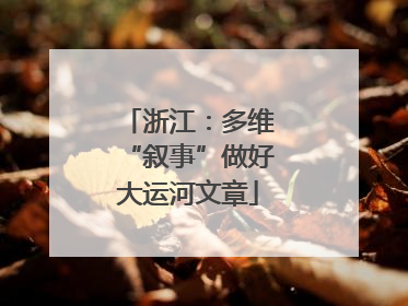 浙江：多维“叙事”做好大运河文章