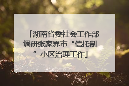 湖南省委社会工作部调研张家界市“信托制”小区治理工作