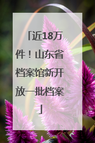 近18万件！山东省档案馆新开放一批档案