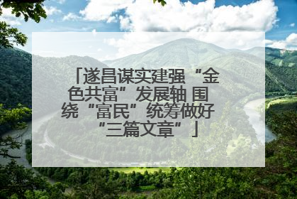 遂昌谋实建强“金色共富”发展轴 围绕“富民”统筹做好“三篇文章”