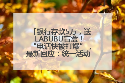 银行存款5万，送LABUBU盲盒！“电话快被打爆”，最新回应：统一活动，进货渠道不清楚