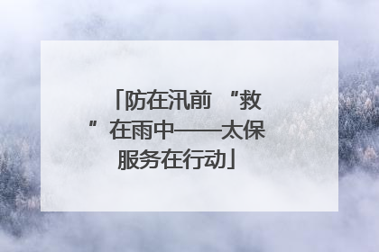 防在汛前 “救”在雨中——太保服务在行动