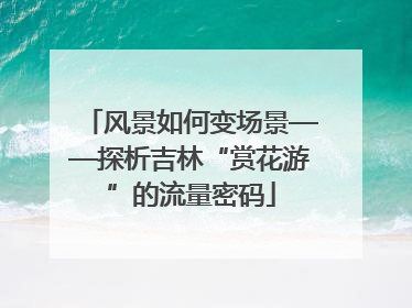 风景如何变场景——探析吉林“赏花游”的流量密码