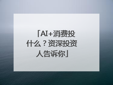 AI+消费投什么？资深投资人告诉你